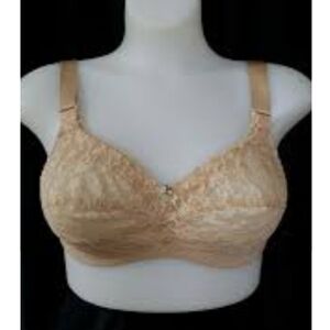 Elegant Lace Women's Bra in Tan